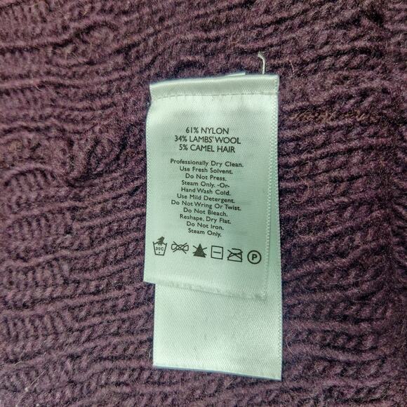 Eddie Bauer Women's Lambswool Camel Pointelle Knit Tunic Sweater Large Purple - Picture 7 of 10